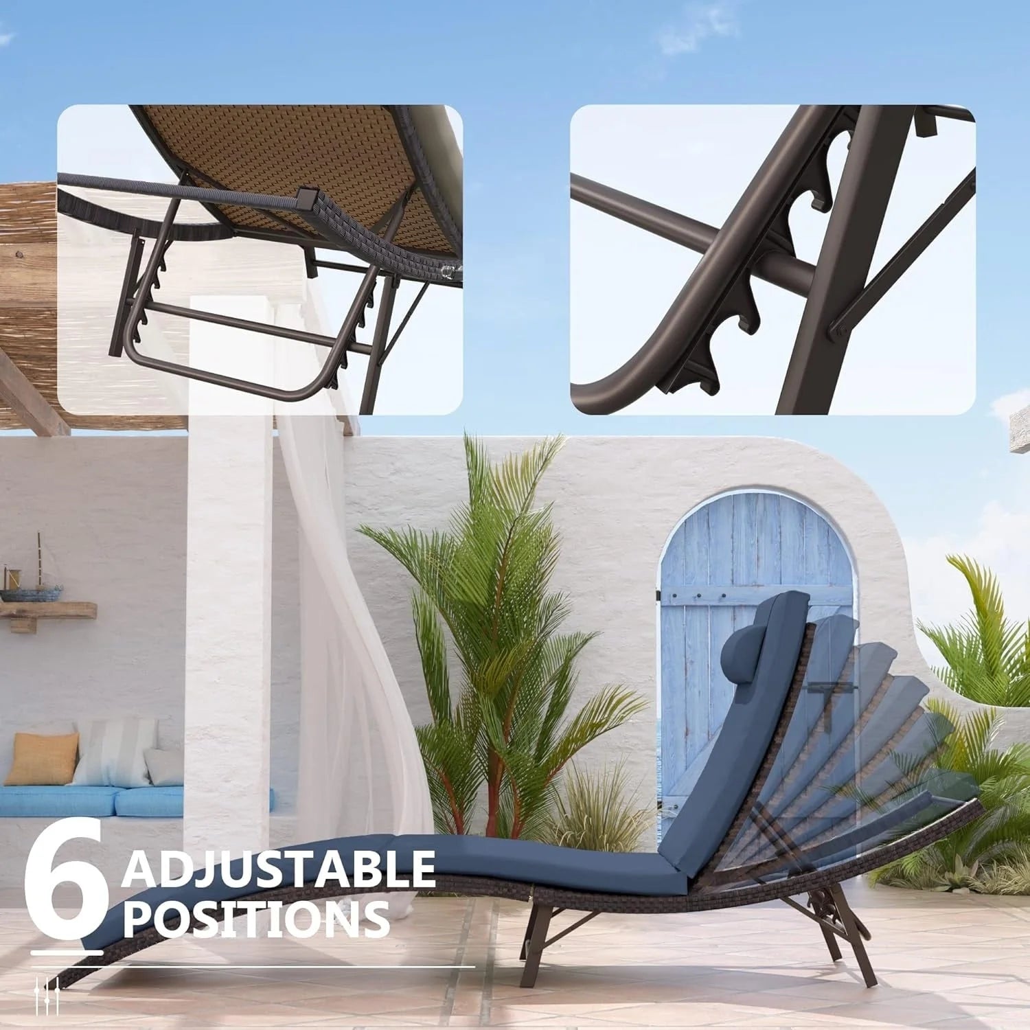 Kullavik – Ensemble de 3 chaises longues d'extérieur