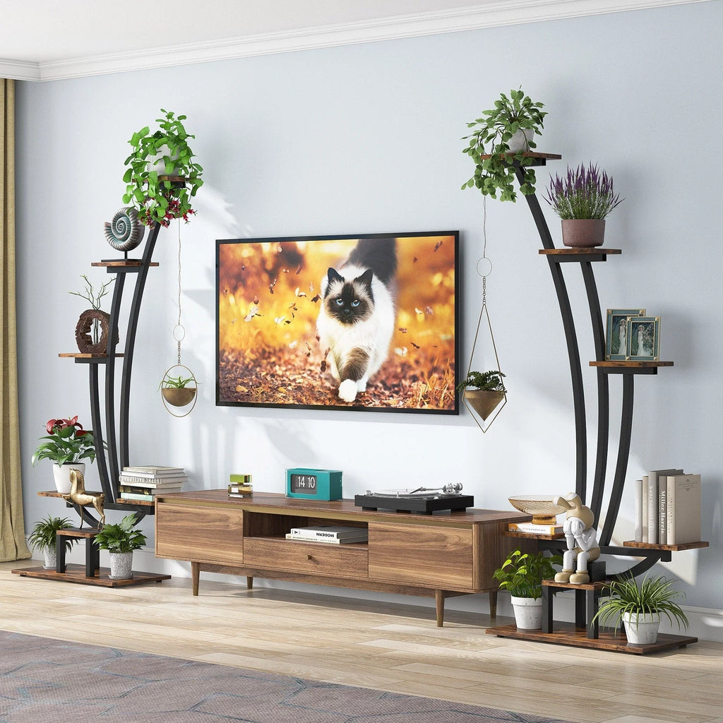 Support pour Plantes d'Intérieur, Étagère à Fleurs à 6 Niveaux pour Jardin Domestique - Lot de 2