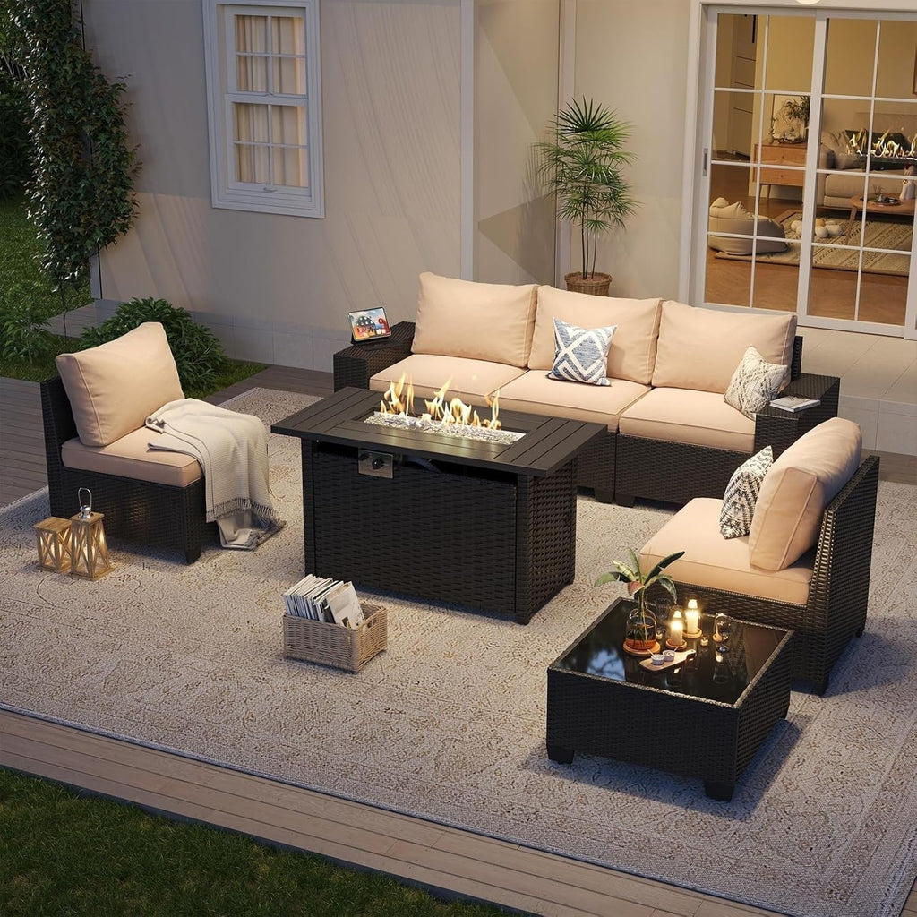 Ensembles de meubles de patio extérieurs avec coussin épais de 10 cm