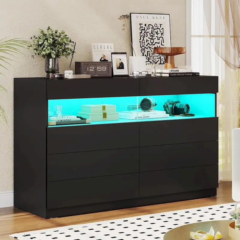 Commode à 8 tiroirs avec lumières LED