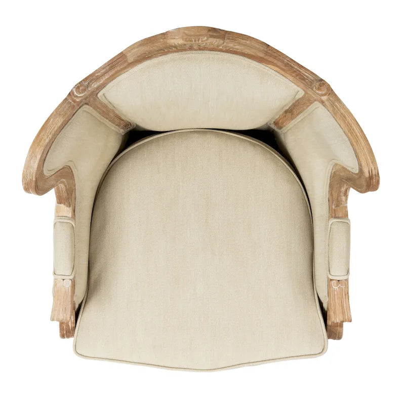 Fauteuil à oreilles Kali en chêne et lin naturel SAFAVIEH Couture - 34Lx34Px40H