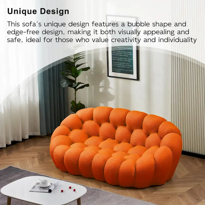 Canapé paresseux courbé 2 places Bubble de forme nid d'abeille en tissu textile 3D pour salon et appartement