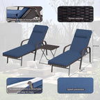 Kullavik – Ensemble de 3 chaises longues d'extérieur