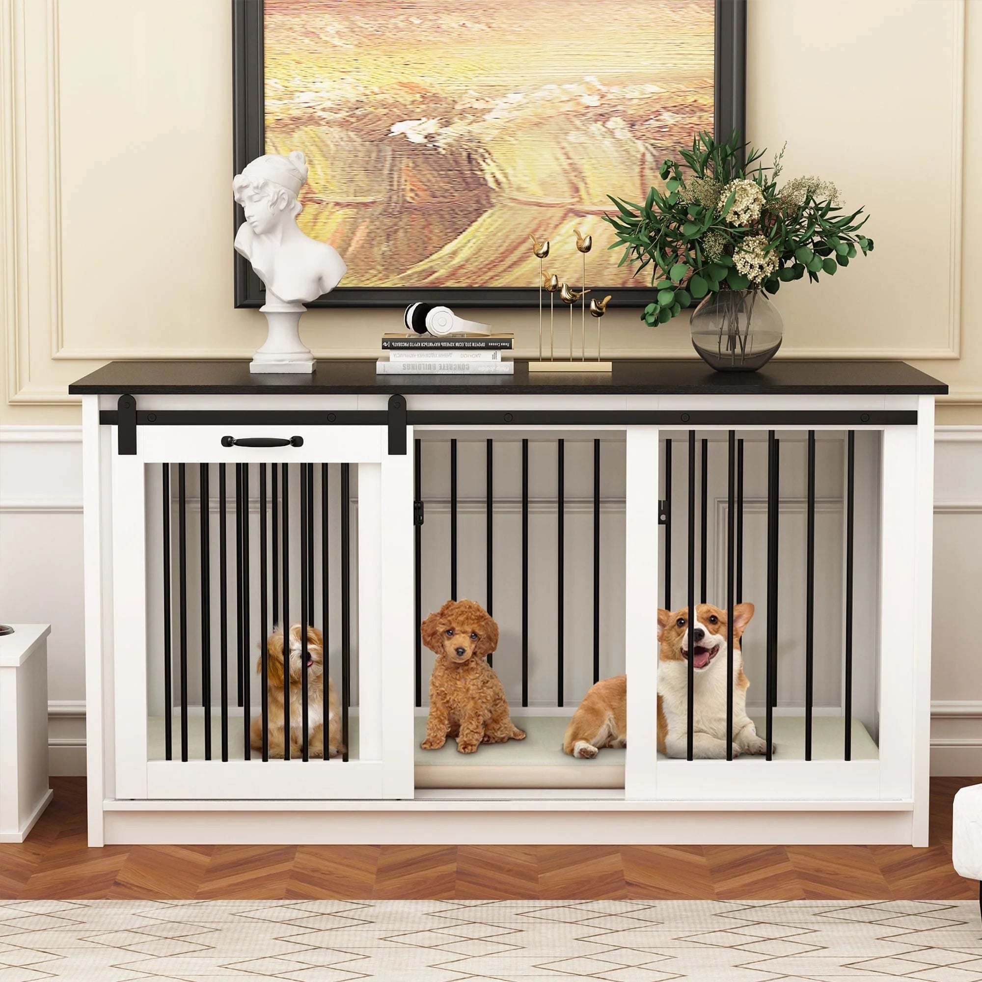 Résidence pour animaux de compagnie avec renfort en tubes de fer Cage pour chien élégante et robuste