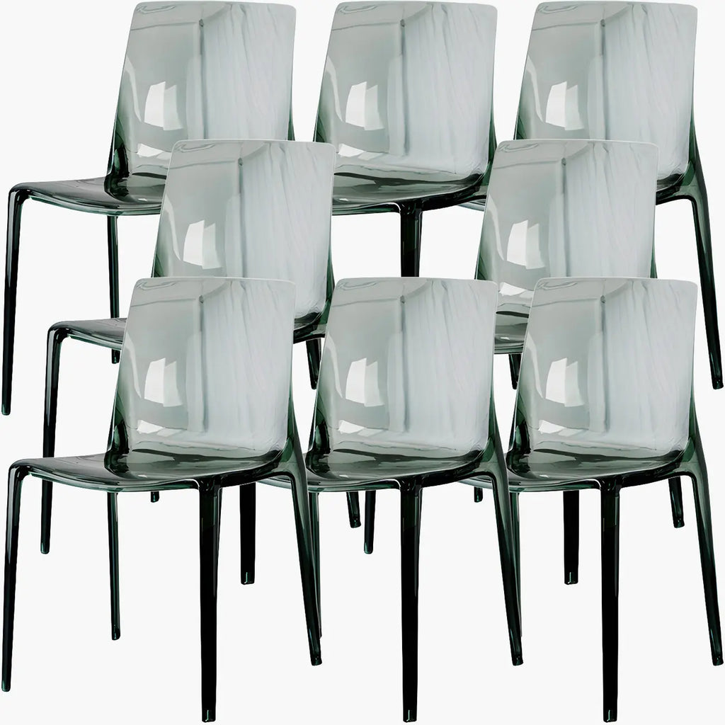 Chaise de salle à manger en acrylique ambré sans accoudoirs à dossier bas
