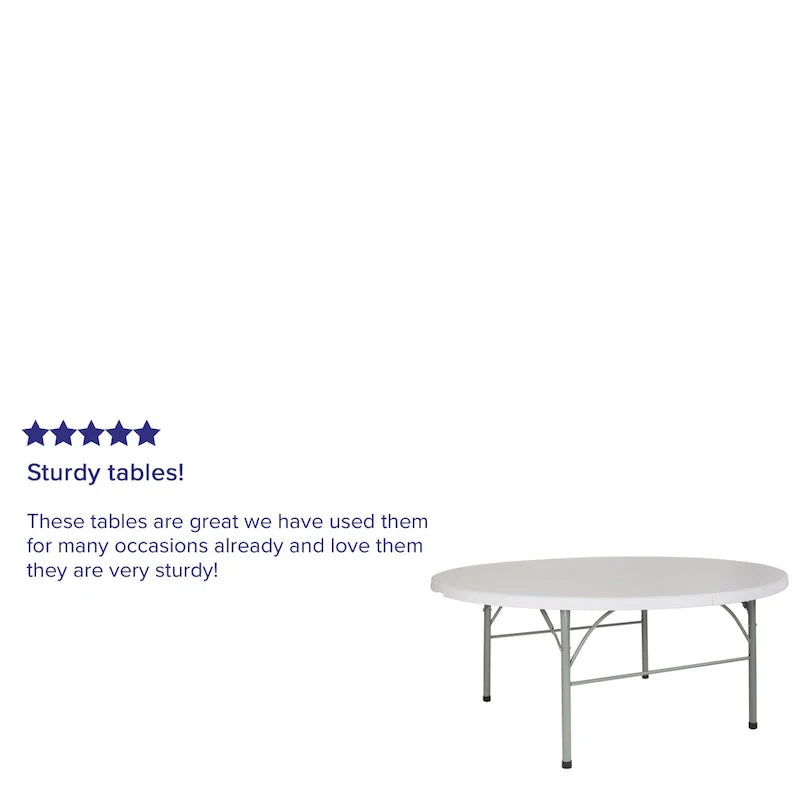 Table pliante ronde en plastique de 1,80 m avec poignée pour événements