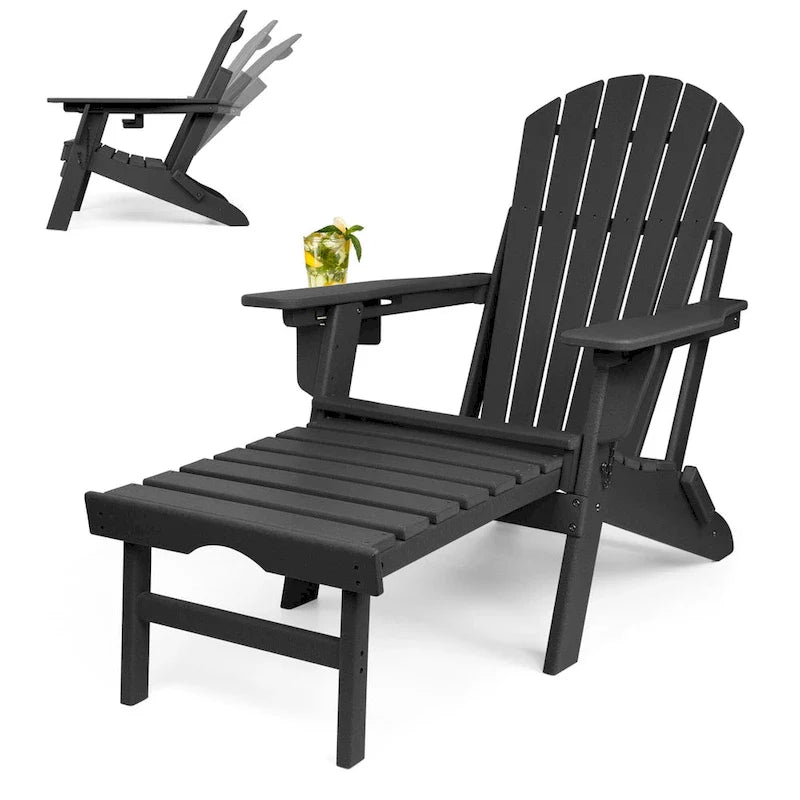 Chaise Adirondack pliante et réglable Vrakae avec repose-pieds