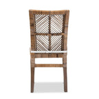 Chaise de salle à manger Laluna en rotin/acajou bohème moderne avec coussin