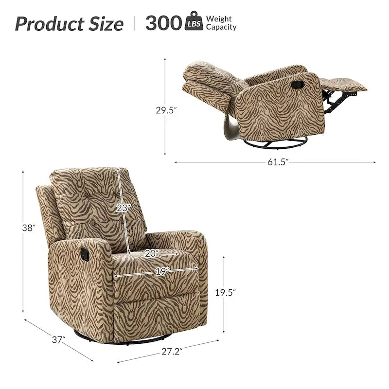 Fauteuil inclinable pivotant manuel Arlette contemporain à fleurs avec dossier capitonné