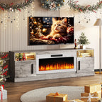 Meuble TV cheminée Bossin 70 avec cheminée électrique 36, meuble TV pour téléviseurs jusqu'à 80 pouces, lumières LED 16 couleurs/centre de divertissement