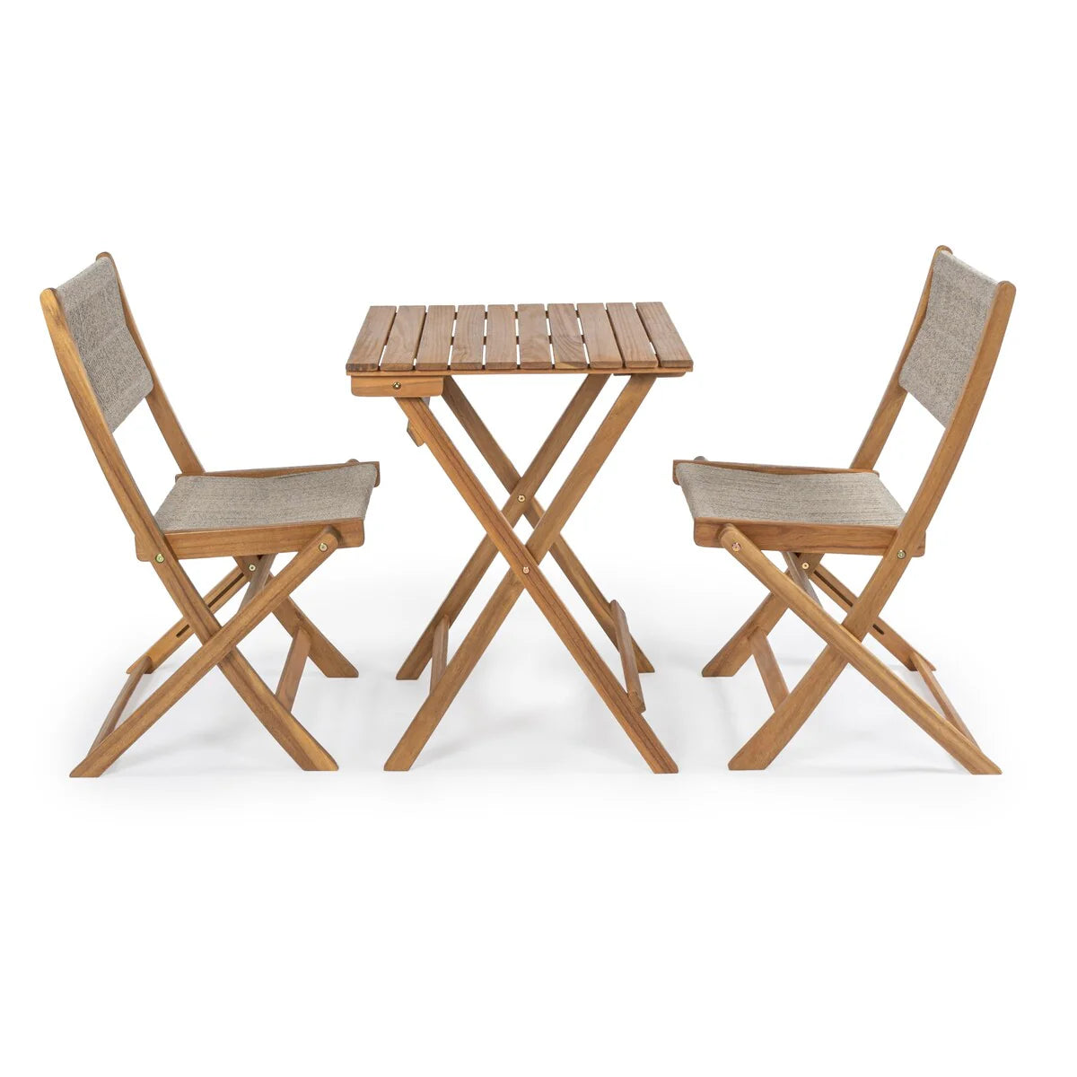 Ensemble de bistro d'extérieur pliant 3 pièces Cadiz Modern Coastal en bois d'acacia, par JONATHAN Y