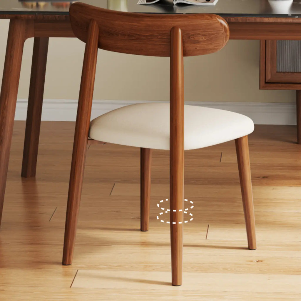 Chaise de salle à manger moderne en cuir sans accoudoirs avec dossier bas