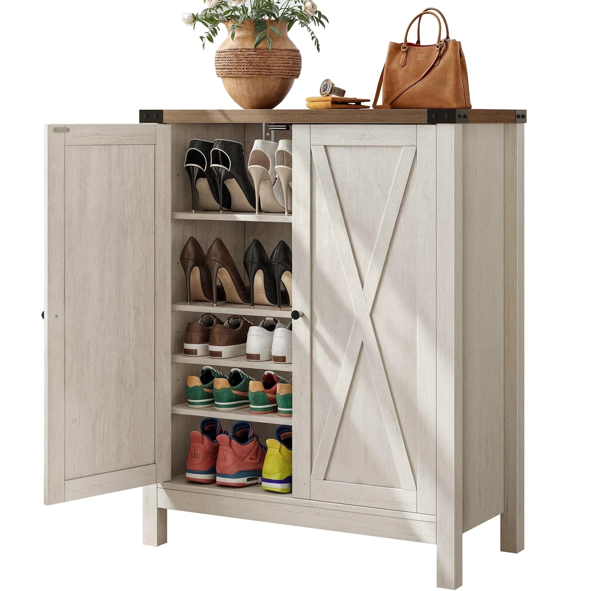 Moasis Meuble de rangement pour chaussures à 5 niveaux et 20 paires avec portes doubles pour entrée