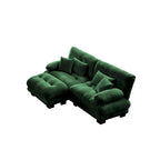 Canapé d'angle en forme de L en chenille avec coussins lombaires