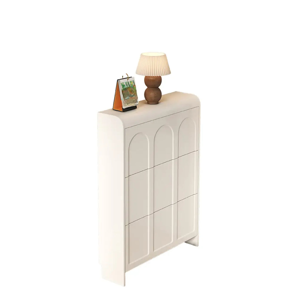 Meuble de rangement pour chaussures en bois blanc à 3 niveaux et à façade abattante Slim
