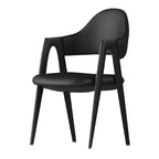 Chaise de salle à manger en cuir moderne avec dossier incurvé et ouvert