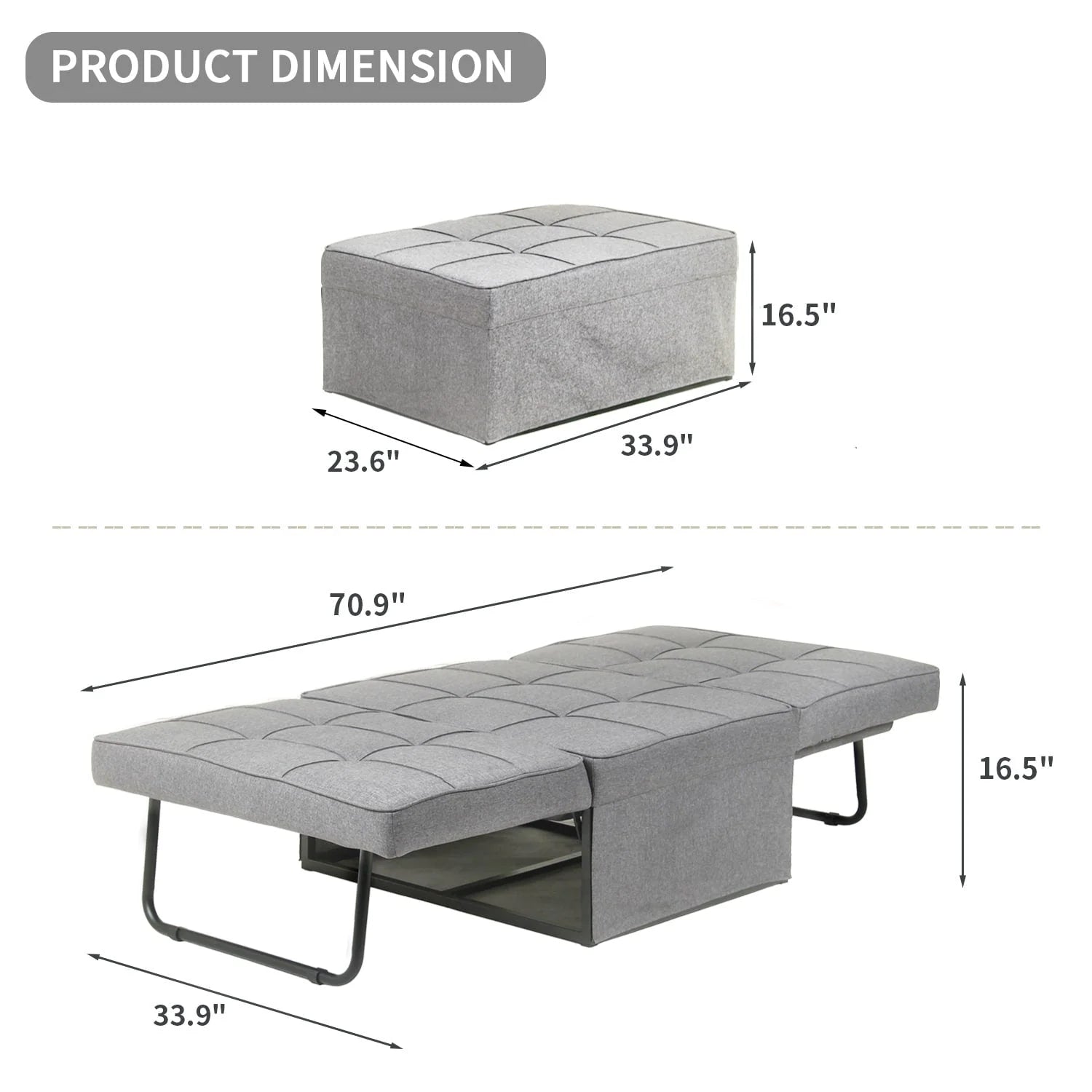 Canapé Convertible Lit Canapé Fauteuil Ottoman Pliant Fauteuils Inclinables pour Salon