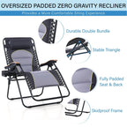 Fauteuil de relaxation zéro gravité XL surdimensionné et rembourré, avec accoudoirs plus larges, inclinable et porte-gobelet - N/A