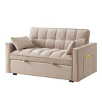 Canapé convertible 4 en 1 avec accoudoirs et poches de rangement, canapé-lit escamotable capitonné multifonction avec dossier réglable