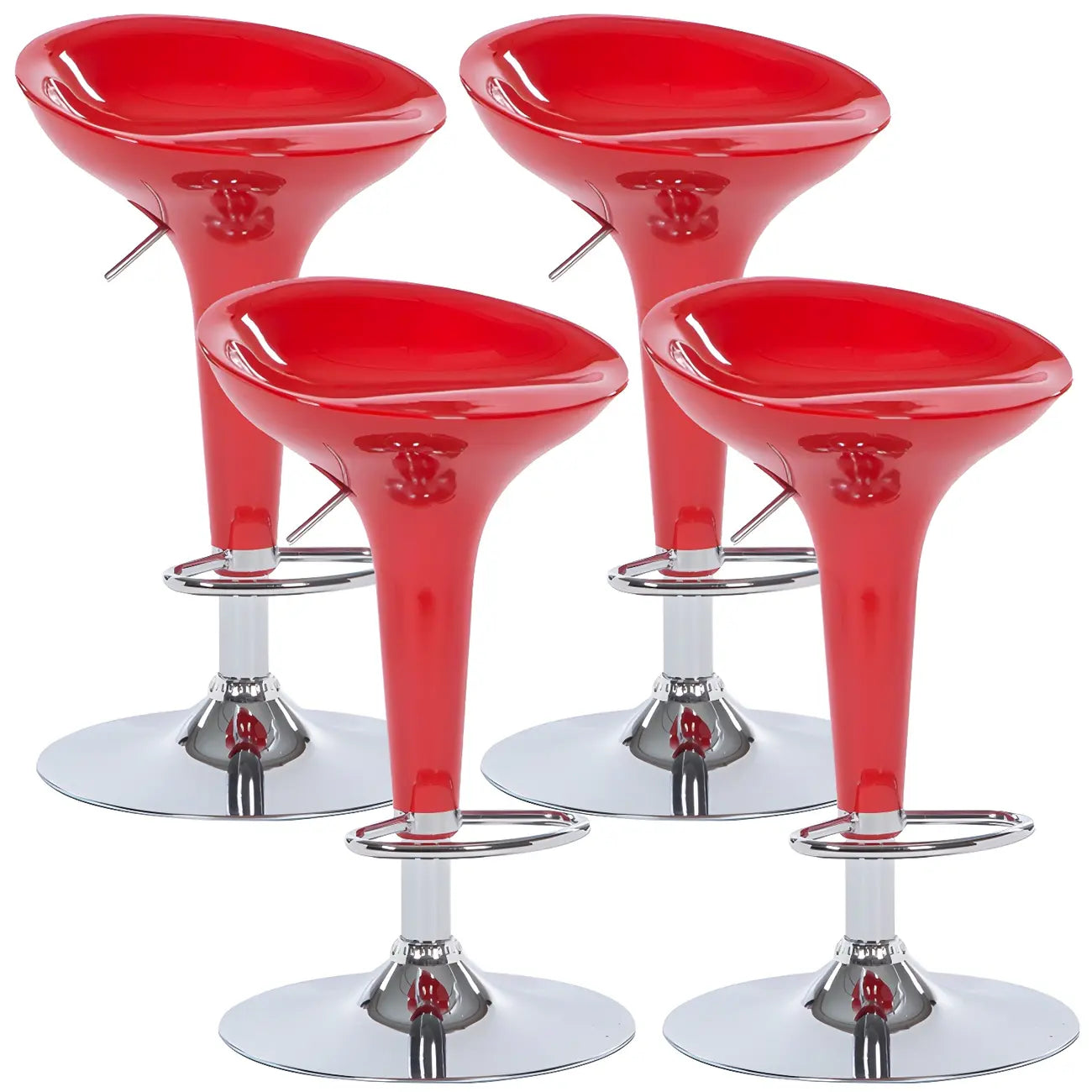 Tabouret de bar pivotant en plastique chromé, réglable en hauteur
