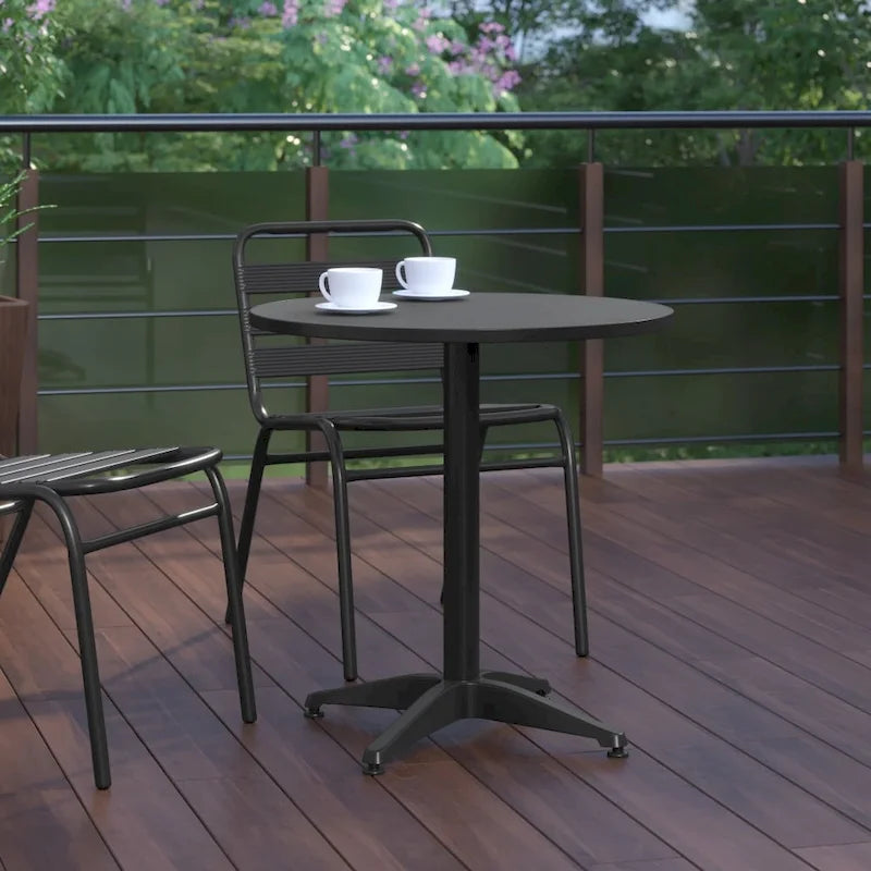 Table d'intérieur/extérieur à plateau lisse en aluminium rond de 27,5 po avec base