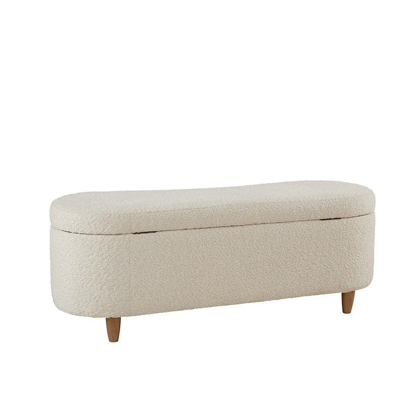Banc de rangement rabattable en tissu bouclé taupe INK+IVY Bailey