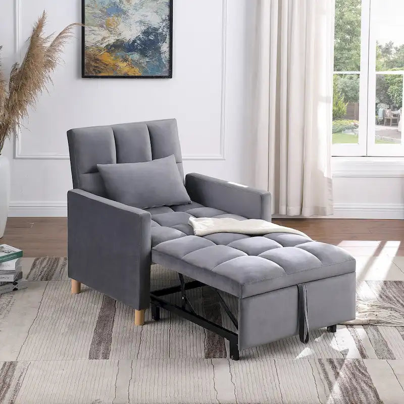 Chaise longue convertible 3-en-1 en lit, noir