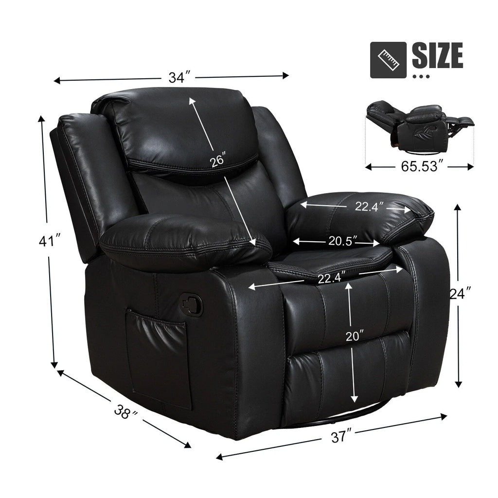 Fauteuil inclinable en cuir, large, durable, avec massage et chauffage