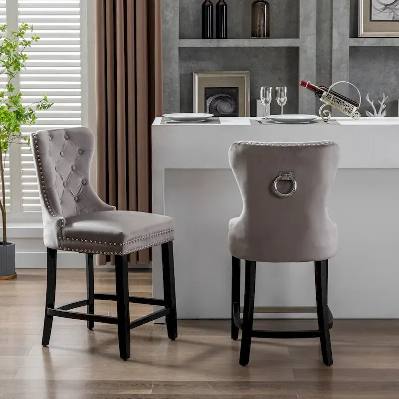 Tabouret de comptoir Carter 24 Wingback Tufted Nailhead (lot de 2)