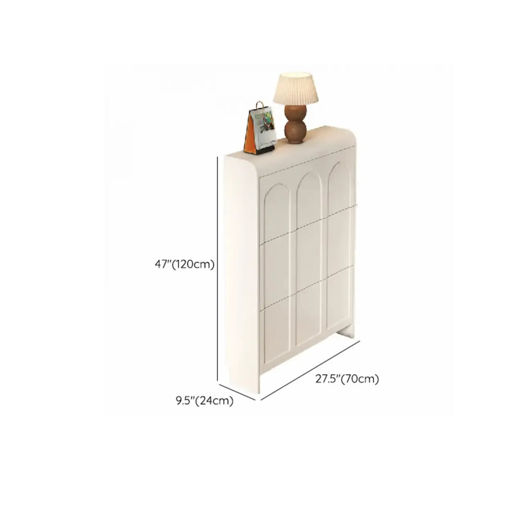Meuble de rangement pour chaussures en bois blanc à 3 niveaux et à façade abattante Slim