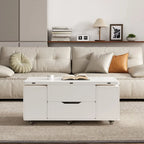Table basse relevable et pliable avec 4 tabourets et rangement