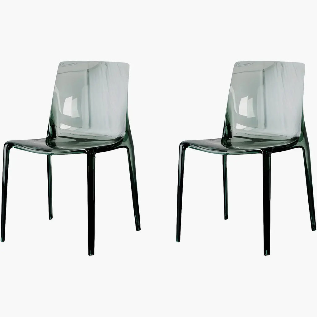 Chaise de salle à manger en acrylique ambré sans accoudoirs à dossier bas