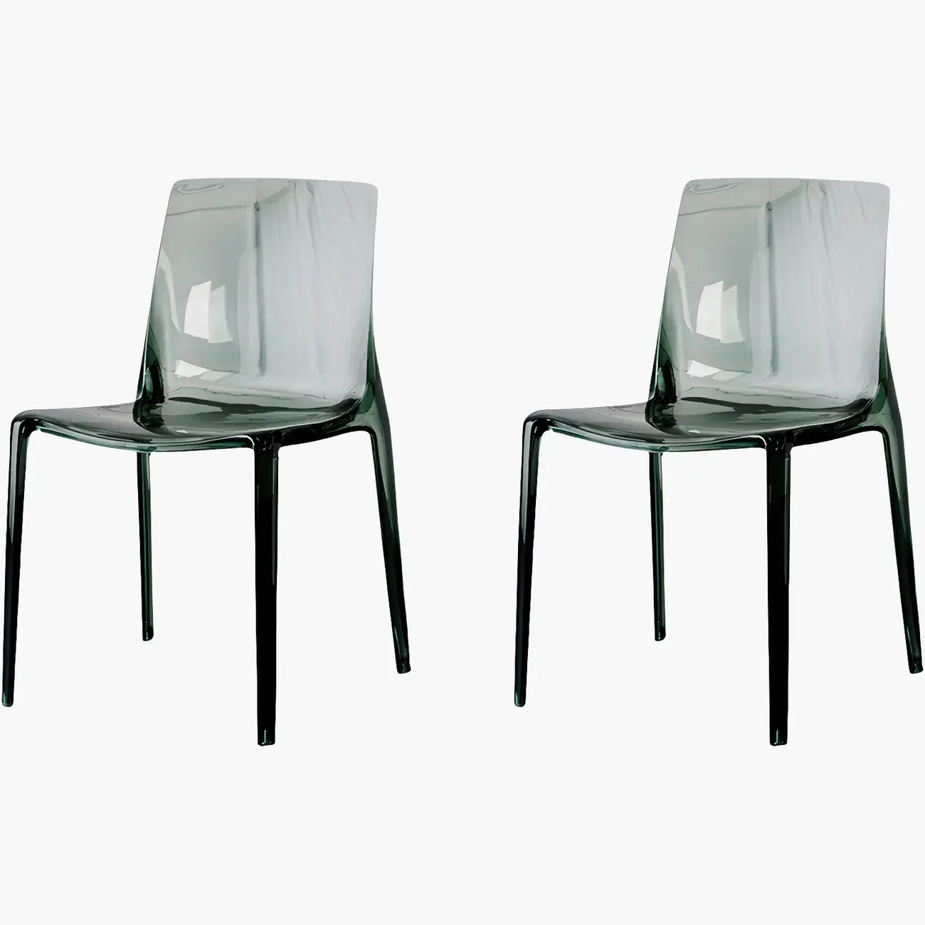 Chaise de salle à manger en acrylique ambré sans accoudoirs à dossier bas