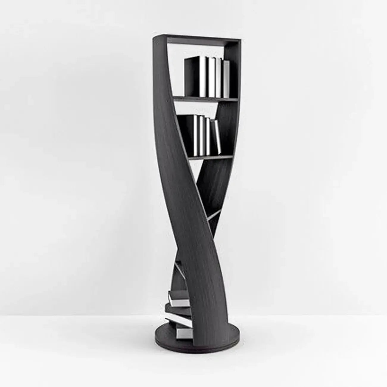 Bibliothèque verticale contemporaine en bois 5 niveaux Hourglass