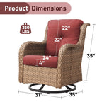 Chaises longues à bascule d'extérieur Gymojoy en osier avec base pivotante (lot de 2)