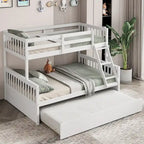 Lit superposé Gymax double sur un lit complet avec lit gigogne double convertible