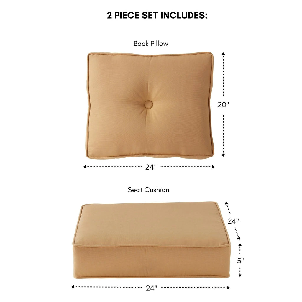 Ensemble de 2 coussins d'extérieur Sunbrella haut de gamme à assise profonde