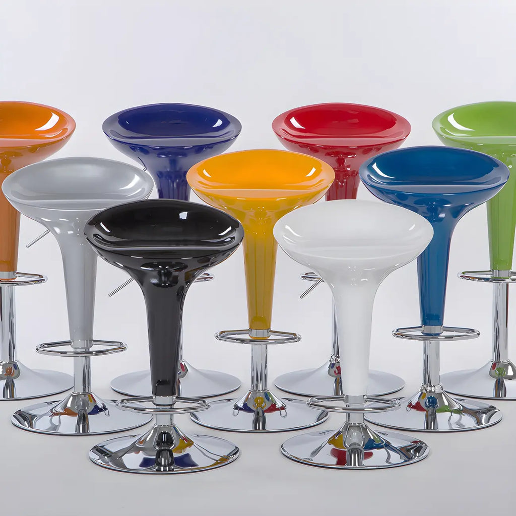 Tabouret de bar pivotant en plastique chromé, réglable en hauteur