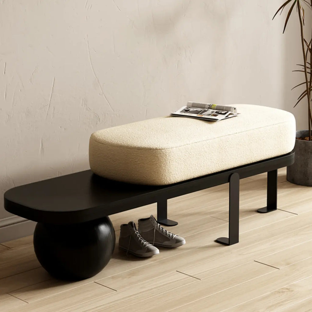 Banc court moderne en bois beige rembourré