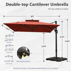 MAISON ARTS Parasol déporté hydraulique automatique 3,6 m Mât en aluminium Rotation à 360 degrés