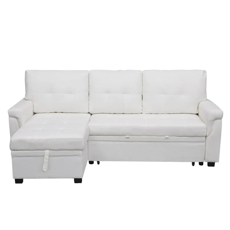Canapé d'angle réversible convertible avec lit gigogne, méridienne avec rangement dissimulé et pieds durables