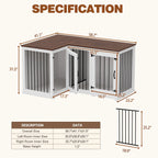 Meuble Grande Cage d'Angle pour 2 Chiens, Cage en Forme de L - 58,7X41,1
