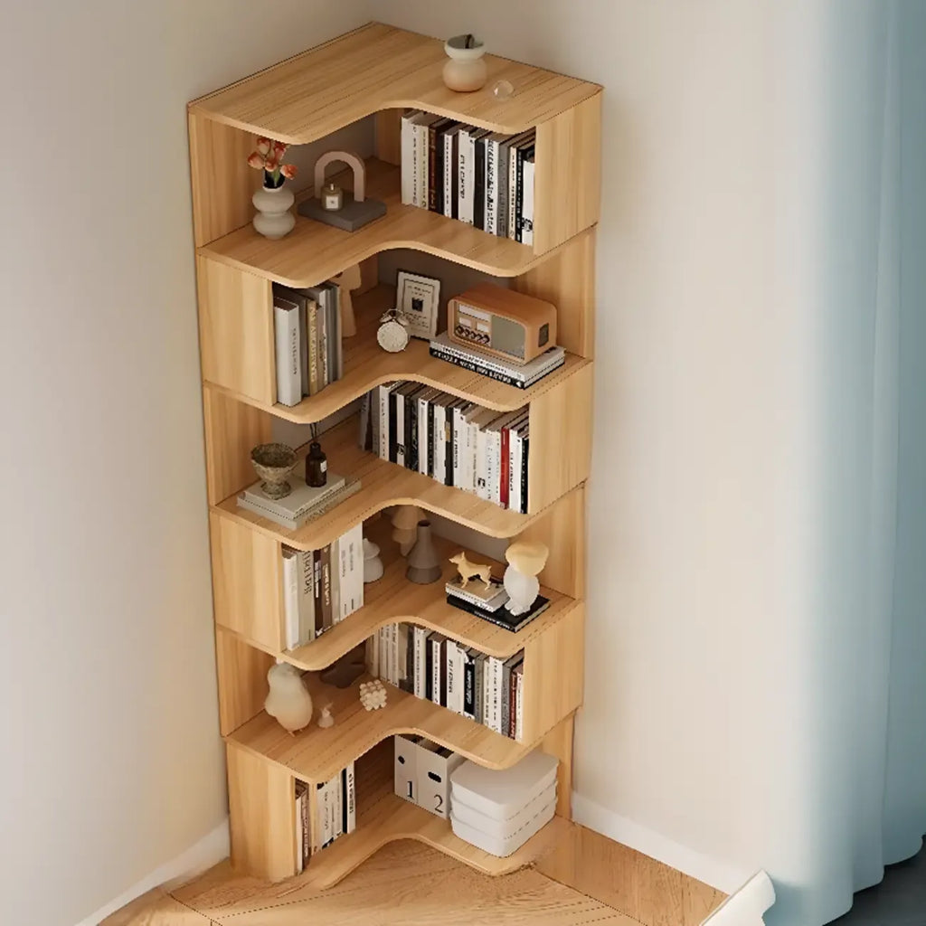 Étagère d'angle en bois manufacturé avec 6 tablettes