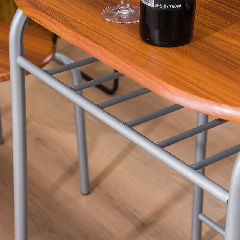 Ensemble table de bar et tabourets 3 pièces gris argenté/brun clair