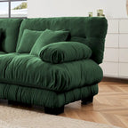 Canapé d'angle en forme de L en chenille avec coussins lombaires