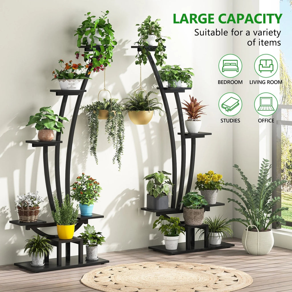 Support pour Plantes d'Intérieur, Étagère à Fleurs à 6 Niveaux pour Jardin Domestique - Lot de 2