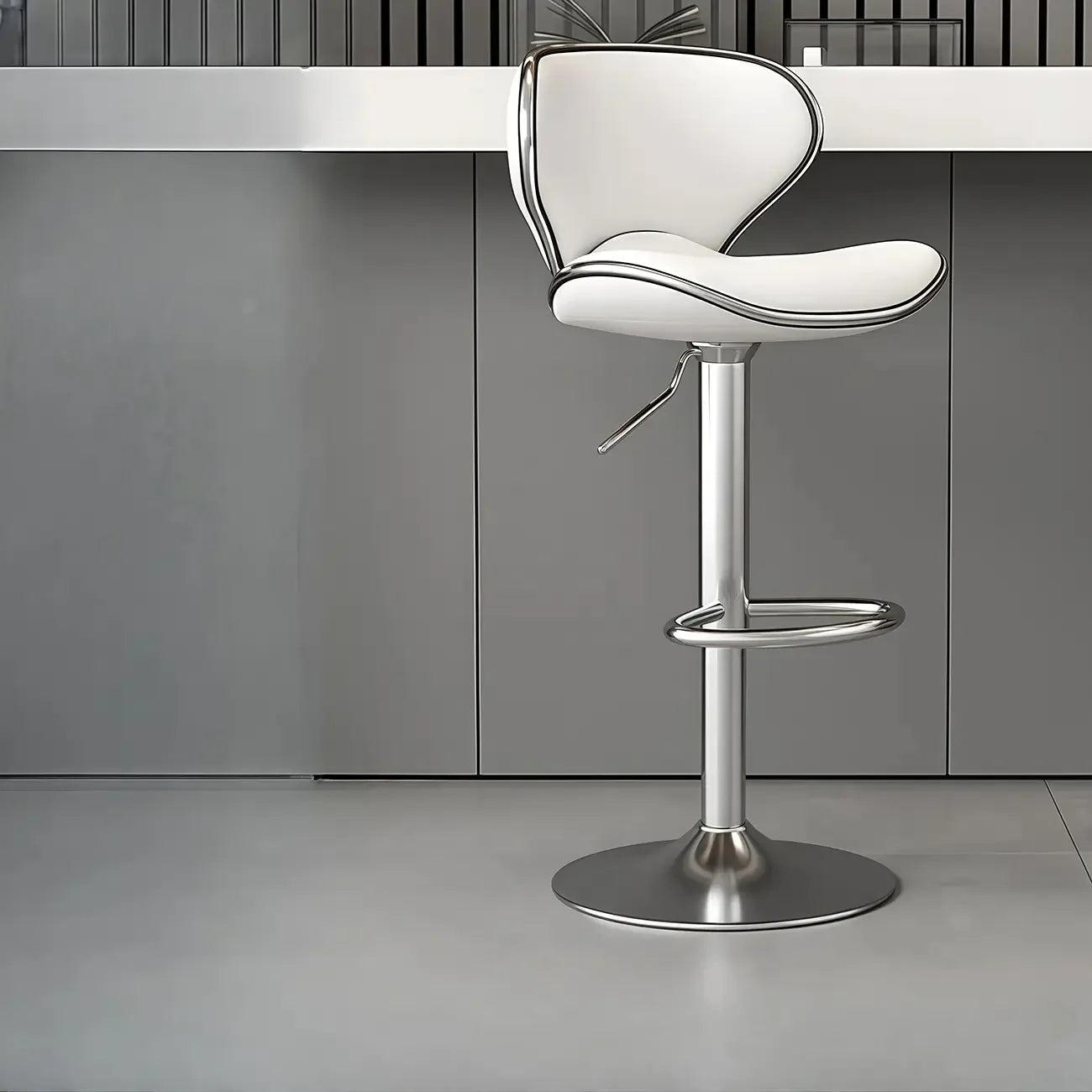 Tabouret de bar réglable pivotant en cuir rembourré