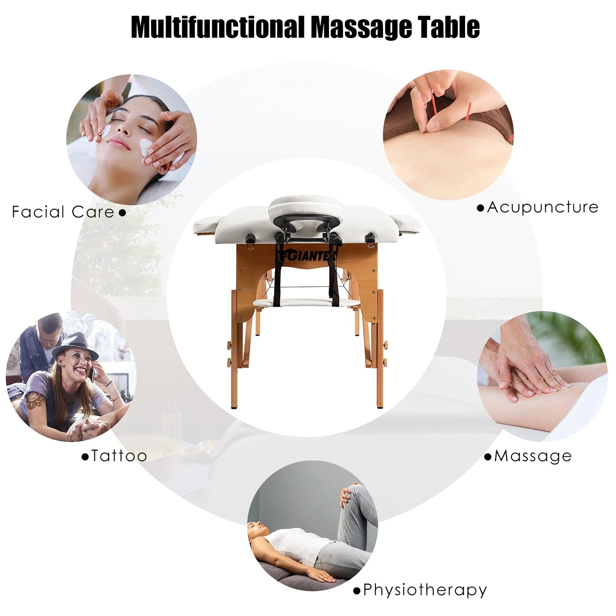 Table de massage portable 84L réglable lit de spa facial tatouage avec sac de transport