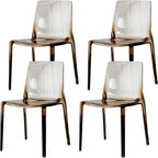 Chaise de salle à manger en acrylique ambré sans accoudoirs à dossier bas