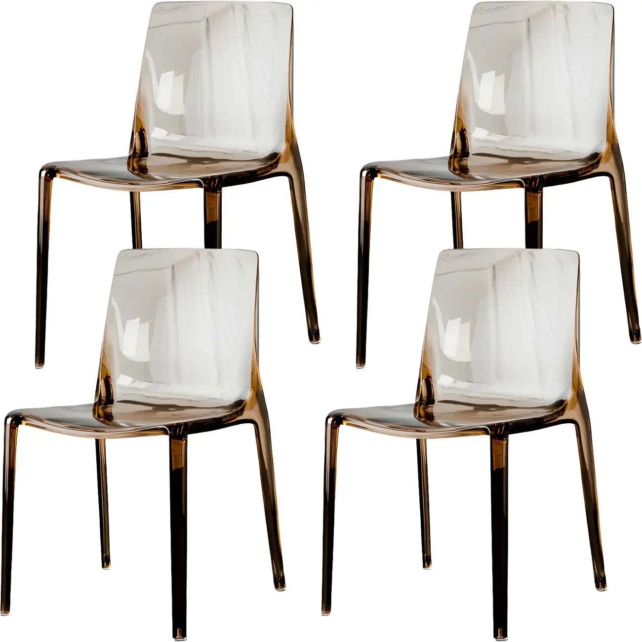 Chaise de salle à manger en acrylique ambré sans accoudoirs à dossier bas